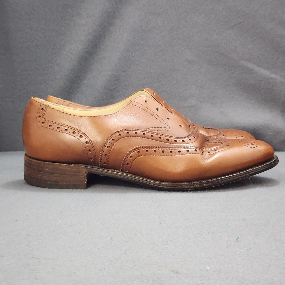 Saxon Mens 9.5 EEE Brown Leather Wingtip Oxford Dress Shoes